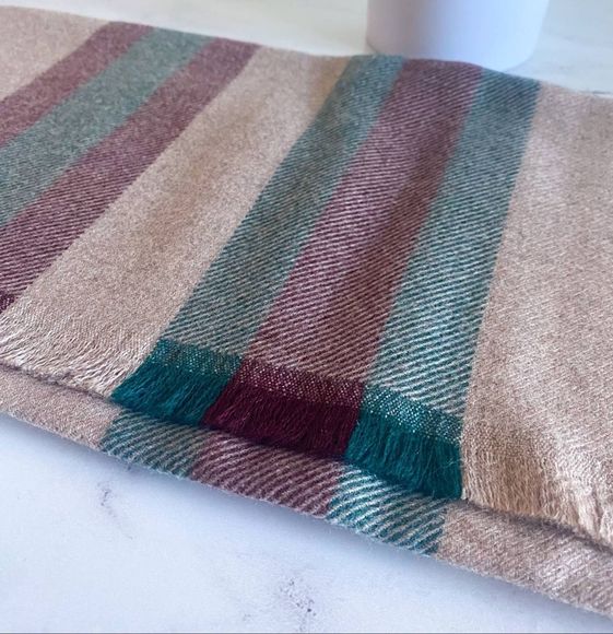 gucci classic stripe gucci print wool scarf neutral new with tag logo - Picture 3 of 8